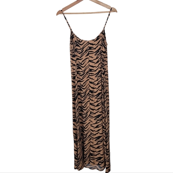 Reformation Crimini Tiger Print Raja Midi Leg Slit Dress Size 0 - Picture 3 of 9